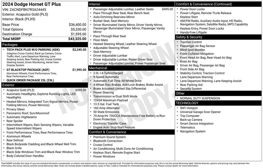 Used 2024 Dodge Hornet GT Plus w/ Tech Pack Plus w/o Parking image 6