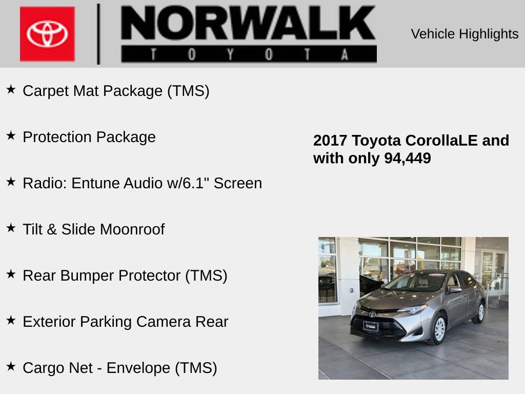 Certified 2017 Toyota Corolla LE w/ Protection Package FWD image 10
