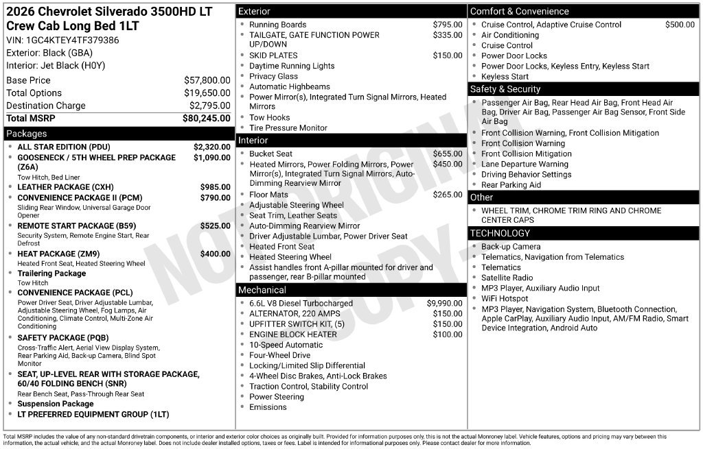 New 2026 Chevrolet Silverado 3500 LT w/ All Star Edition AWD/4WD image 6