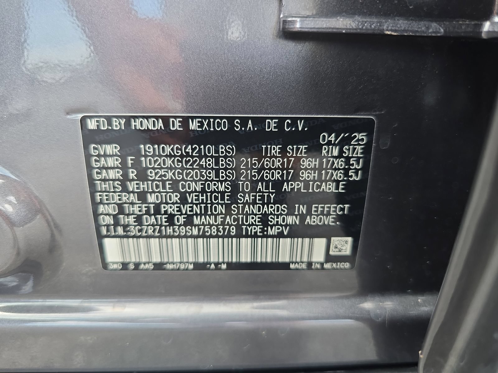 Certified 2025 Honda HR-V LX image 29