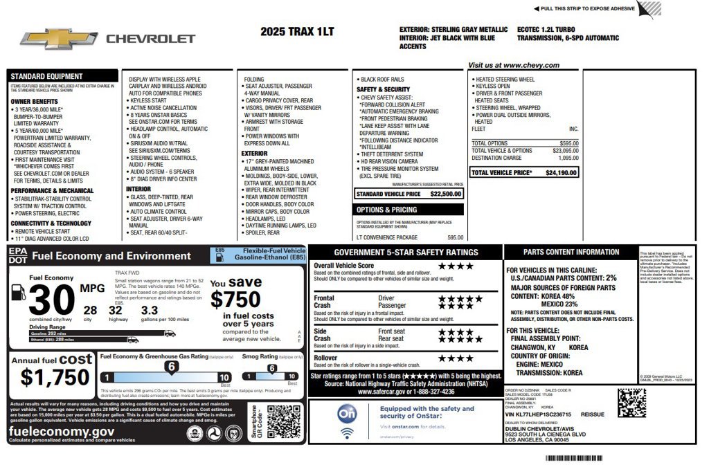 Used 2025 Chevrolet Trax LT w/ LT Convenience Package FWD image 3