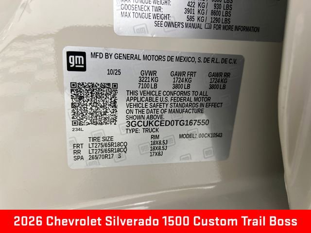 New 2026 Chevrolet Silverado 1500 Custom Trail Boss image 25