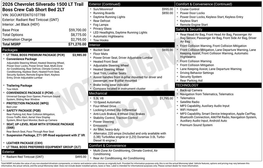 Used 2026 Chevrolet Silverado 1500 LT Trail Boss w/ LT Trail Boss Premium Package AWD/4WD image 8