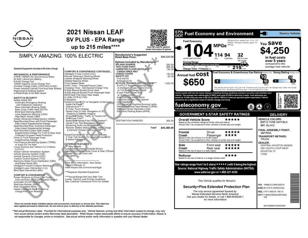 Used 2021 Nissan Leaf SV Plus w/ SV Plus Technology Package FWD image 2