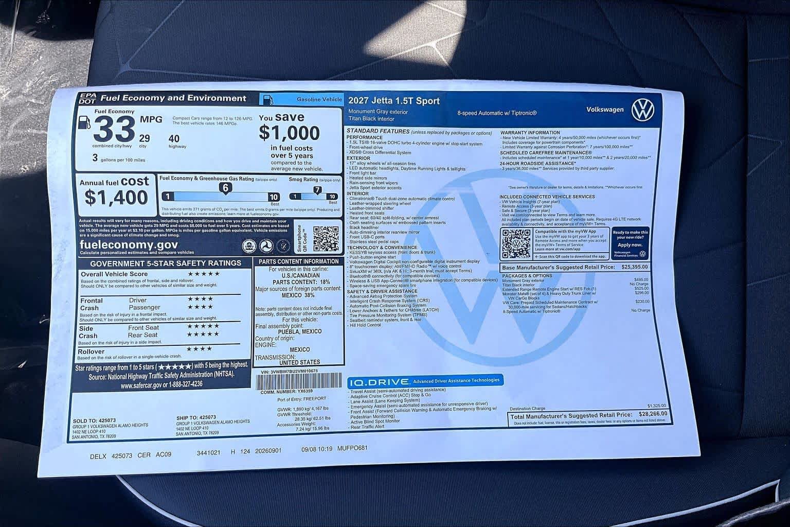 New 2027 Volkswagen Jetta SE FWD image 22