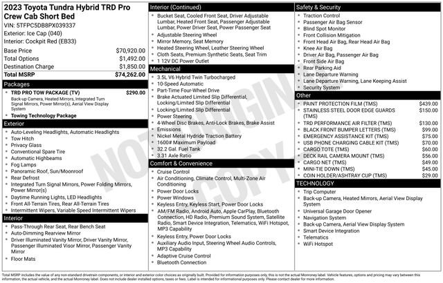 Used 2023 Toyota Tundra TRD Pro w/ TRD Pro Tow Package AWD/4WD image 8