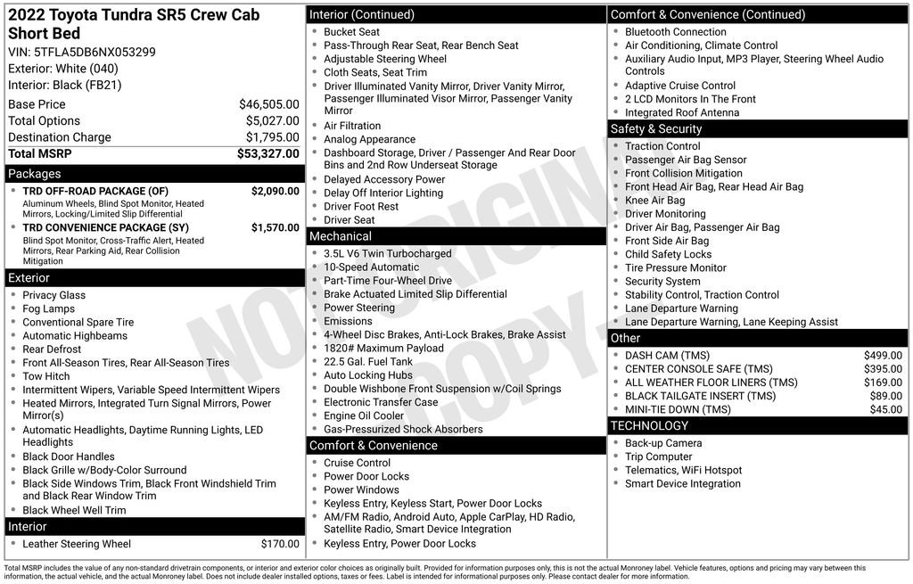 Used 2022 Toyota Tundra SR5 w/ TRD Off-Road Package AWD/4WD image 35