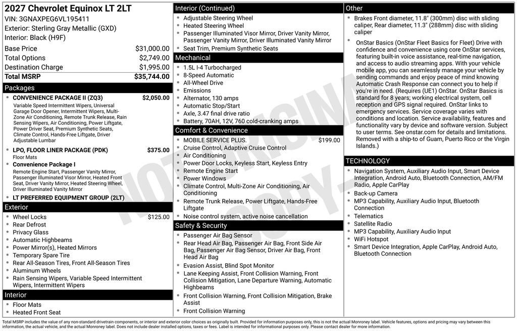 New 2027 Chevrolet Equinox LT w/ Convenience Package II AWD/4WD image 11