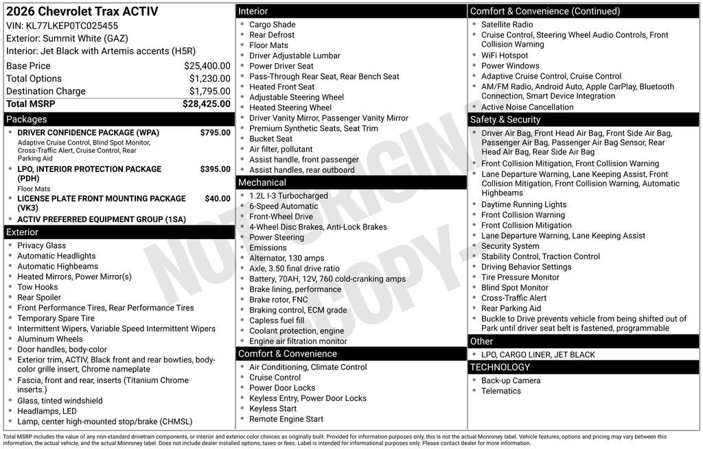 New 2026 Chevrolet Trax ACTIV w/ Driver Confidence Package FWD image 37