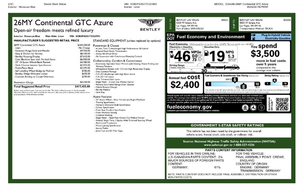New 2026 Bentley Continental GT Azure AWD/4WD image 40