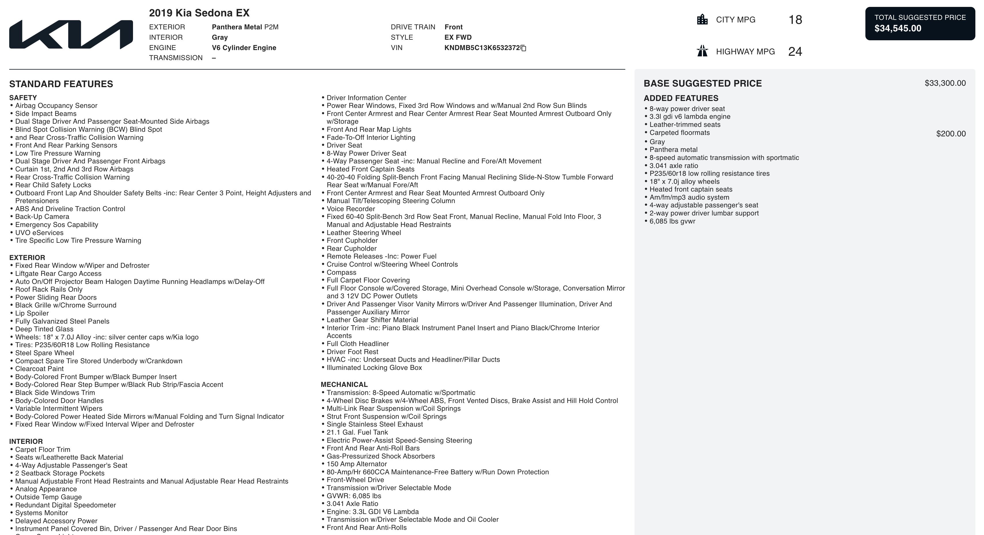 Used 2019 Kia Sedona EX image 2