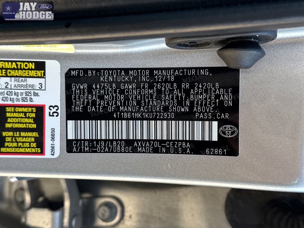 Used 2019 Toyota Camry XSE FWD image 32