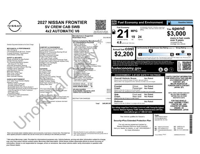 New 2027 Nissan Frontier SV w/ SV Convenience Package RWD image 22
