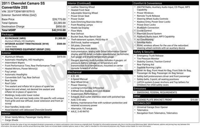 Used 2011 Chevrolet Camaro SS w/ RS Package image 11