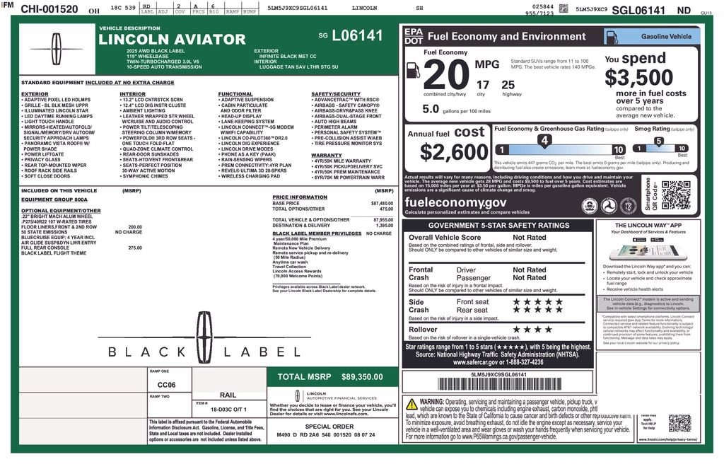 Certified 2025 Lincoln Aviator Black Label image 57