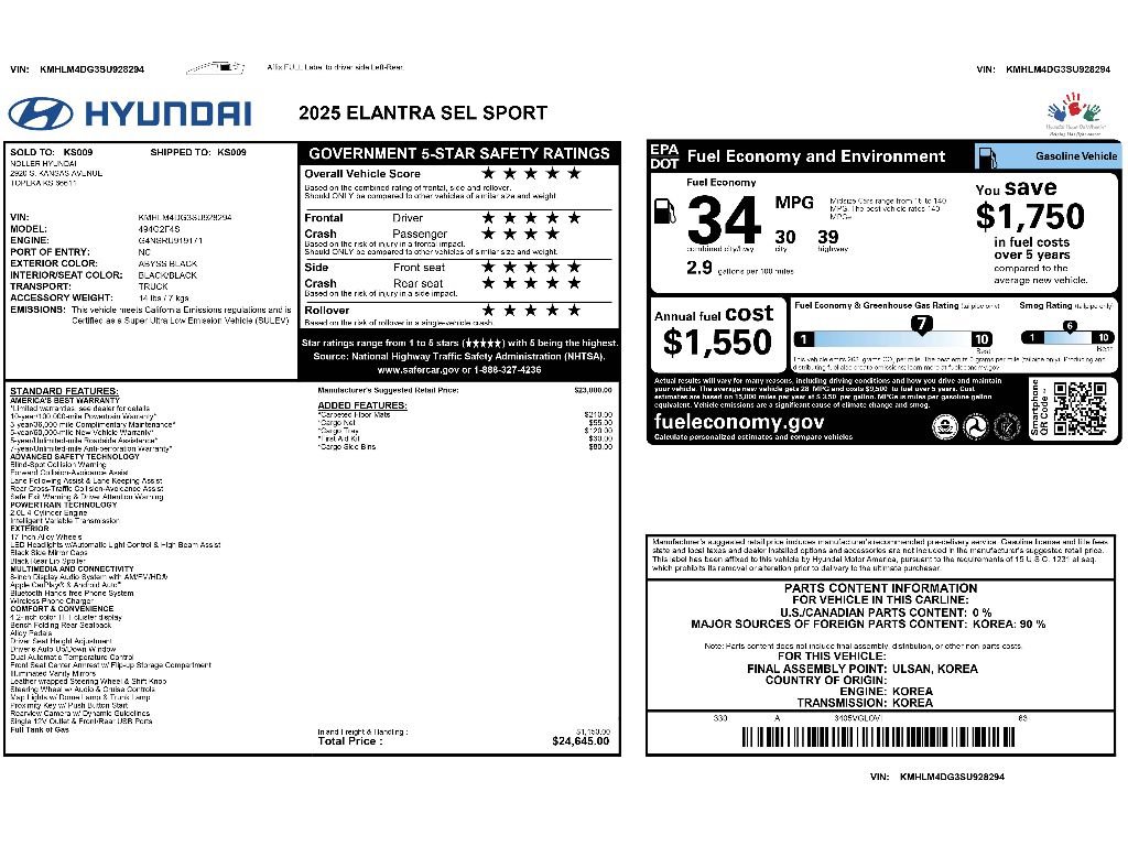 Used 2025 Hyundai Elantra Sport FWD image 2