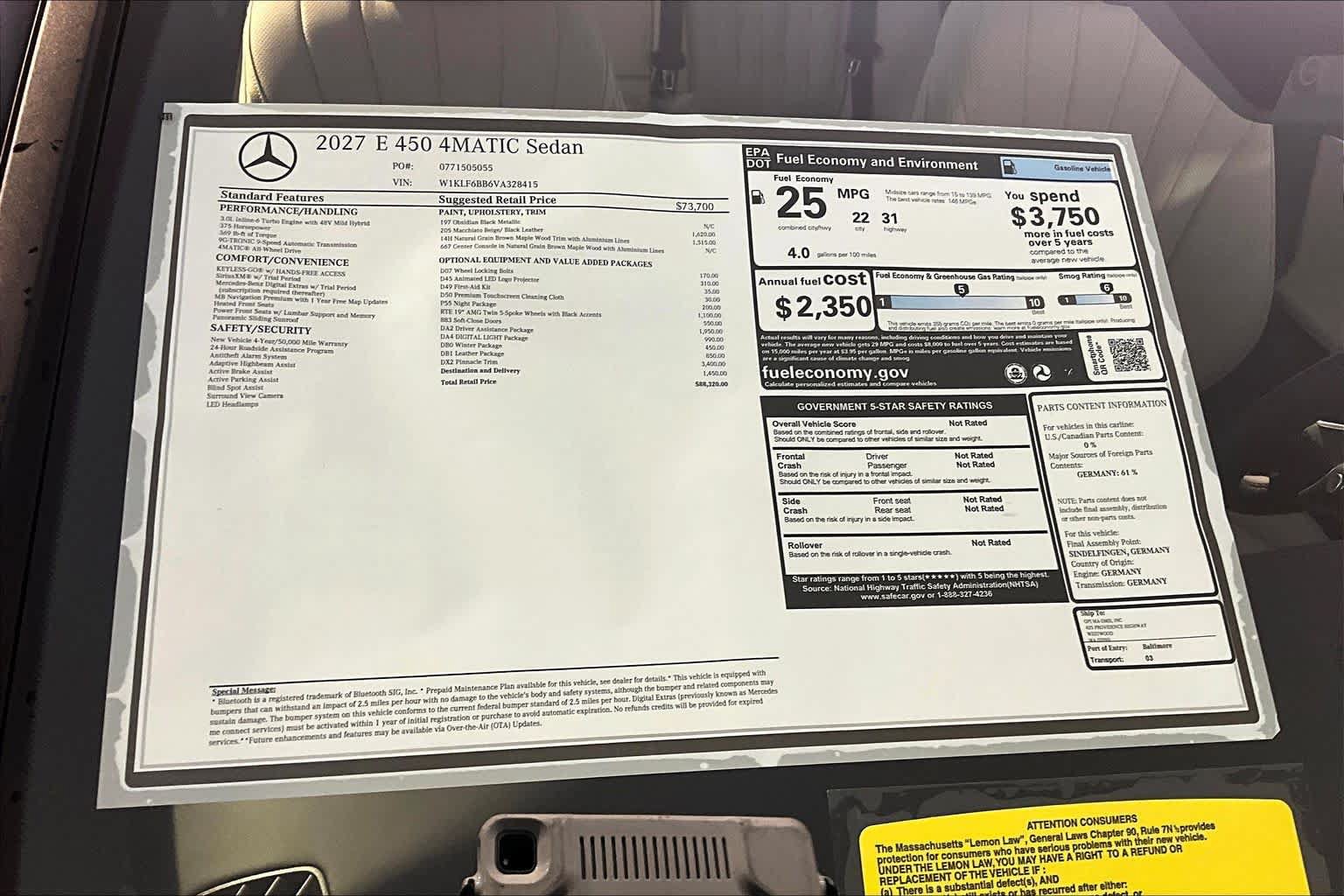 New 2027 Mercedes-Benz E 450 4MATIC Sedan image 18