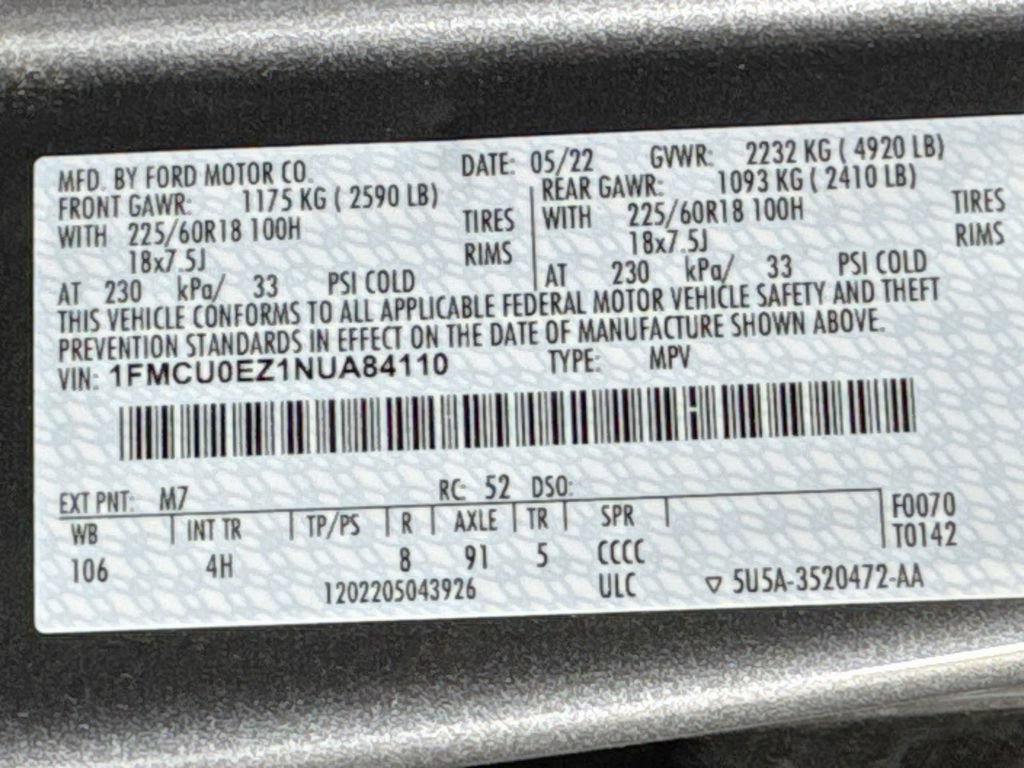 Used 2022 Ford Escape SE w/ Convenience Package FWD image 25