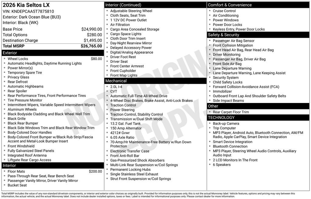 Certified 2026 Kia Seltos LX AWD/4WD image 41