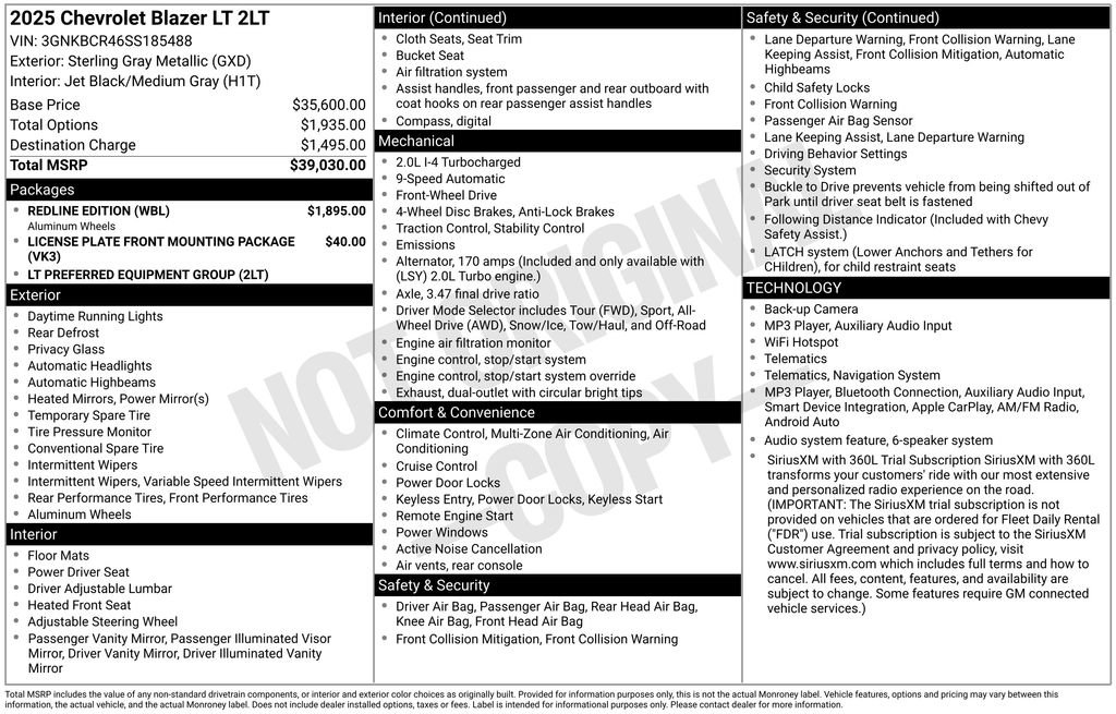 Used 2025 Chevrolet Blazer LT w/ Redline Edition FWD image 6