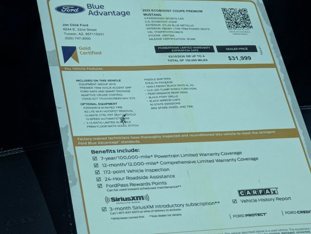 Certified 2023 Ford Mustang Premium w/ Equipment Group 201A RWD image 13