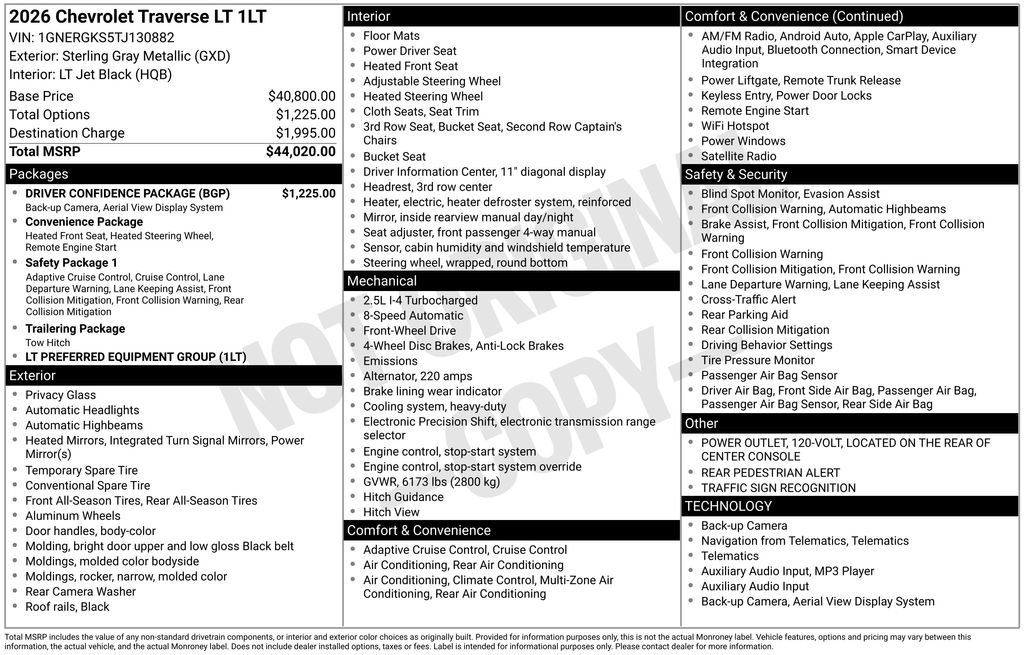 New 2026 Chevrolet Traverse LT w/ Driver Confidence Package image 26