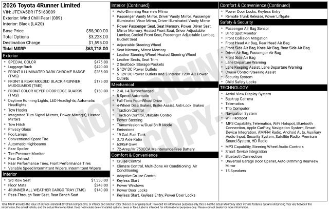New 2026 Toyota 4Runner Limited