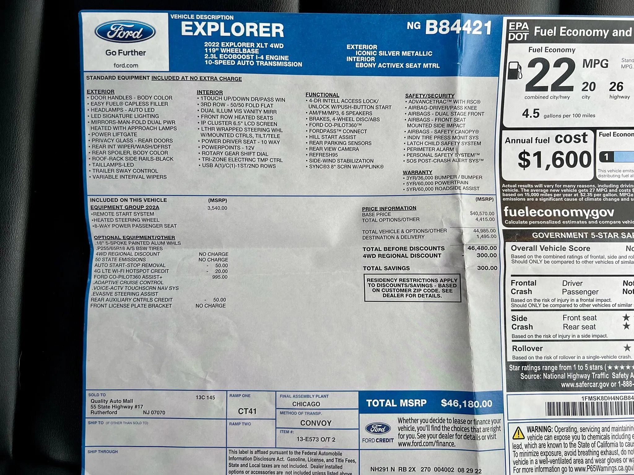 Used 2022 Ford Explorer XLT w/ Equipment Group 202A image 45