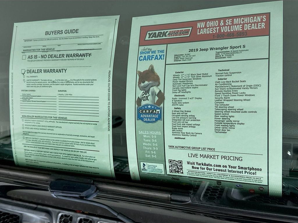 Certified 2019 Jeep Wrangler Sport image 13