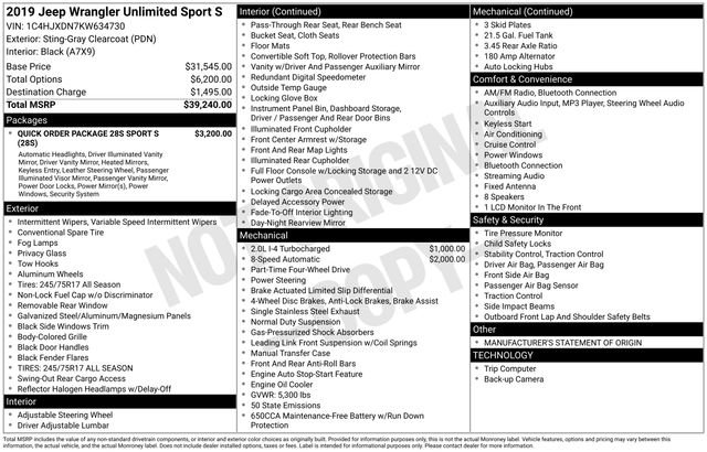 Used 2019 Jeep Wrangler Unlimited Sport S image 4