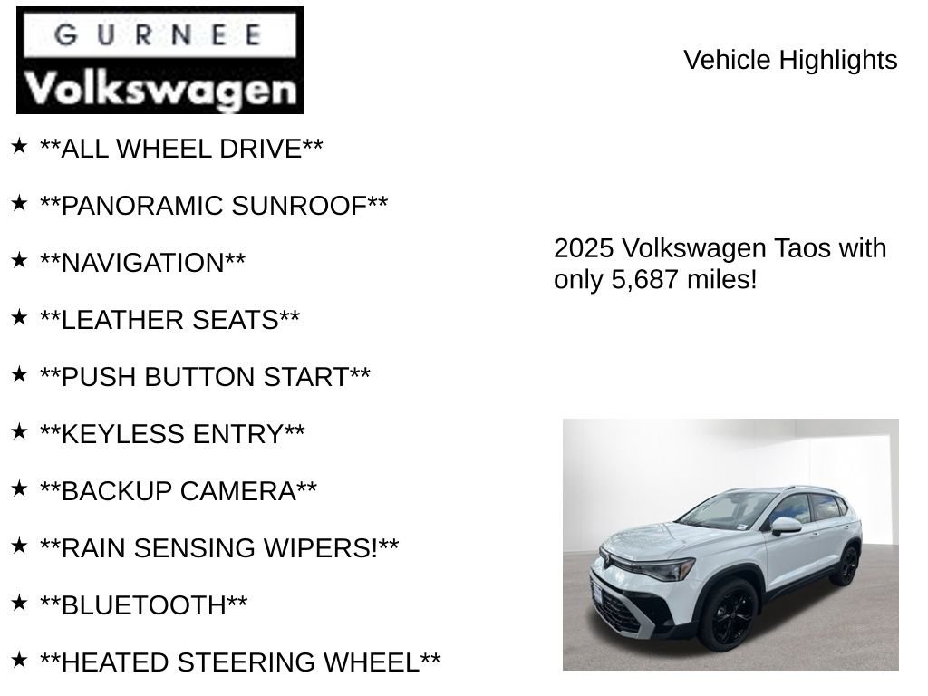 Used 2025 Volkswagen Taos SEL AWD/4WD image 7