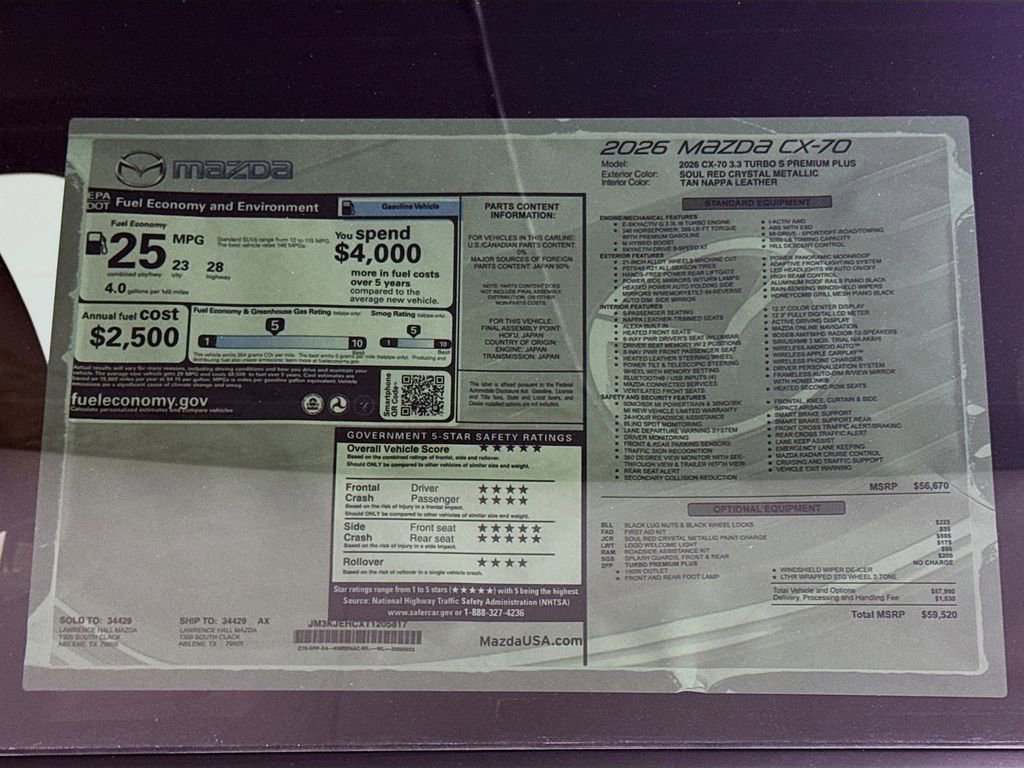 New 2026 MAZDA CX-70 3.3 Turbo S w/ Premium Plus image 20