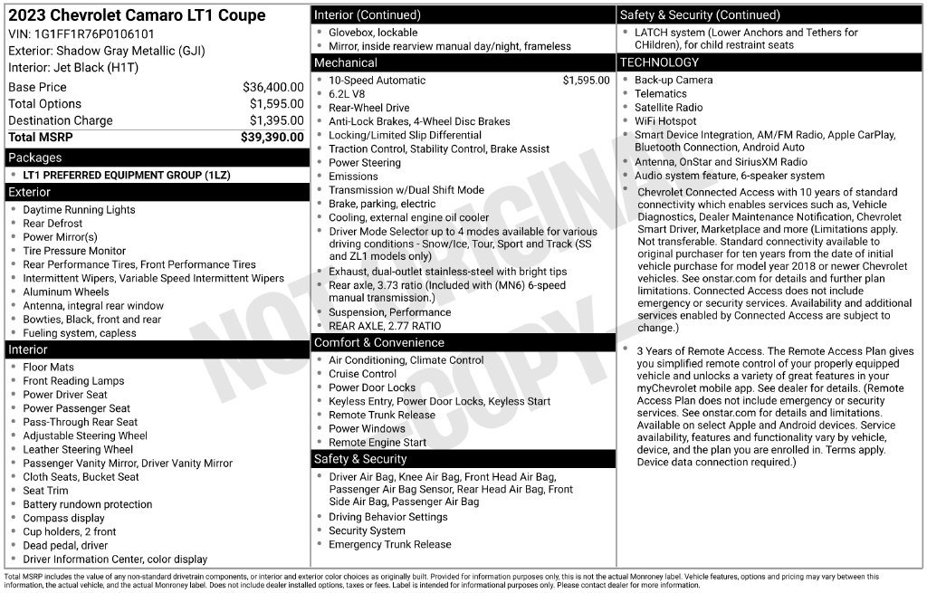 Used 2023 Chevrolet Camaro LT RWD image 6