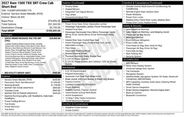 New 2027 RAM 1500 TRX SRT AWD/4WD image 2