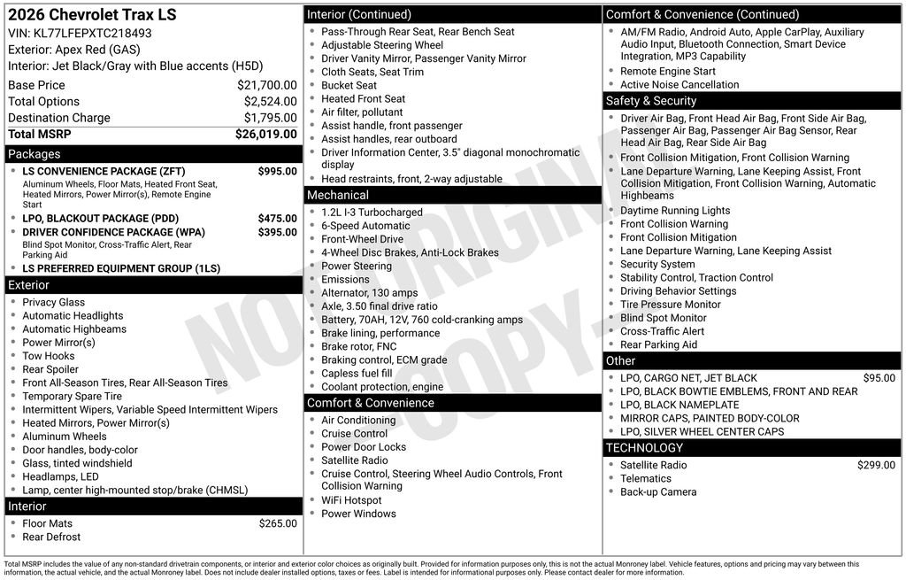 New 2026 Chevrolet Trax LS w/ LS Convenience Package FWD image 24