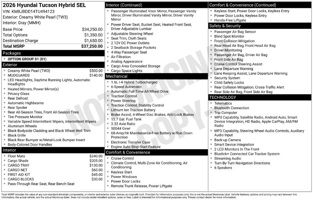 New 2026 Hyundai Tucson SEL AWD/4WD image 22