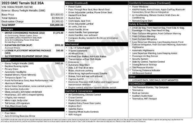 Certified 2023 GMC Terrain SLE w/ Driver Convenience Package AWD/4WD image 32