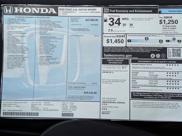 New 2026 Honda Civic Sport image 17