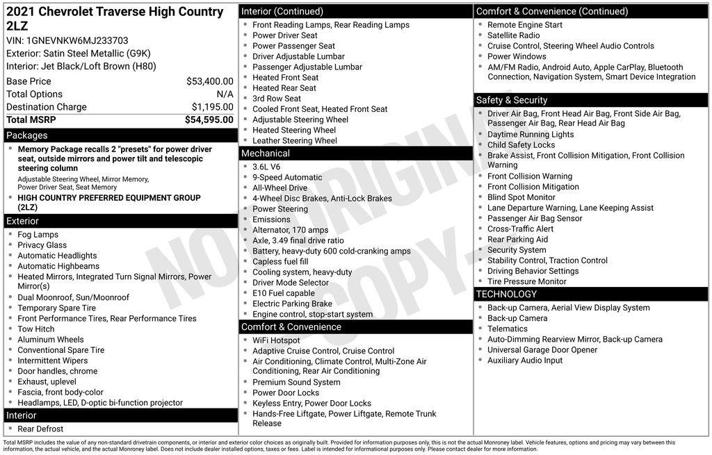 Used 2021 Chevrolet Traverse High Country image 26