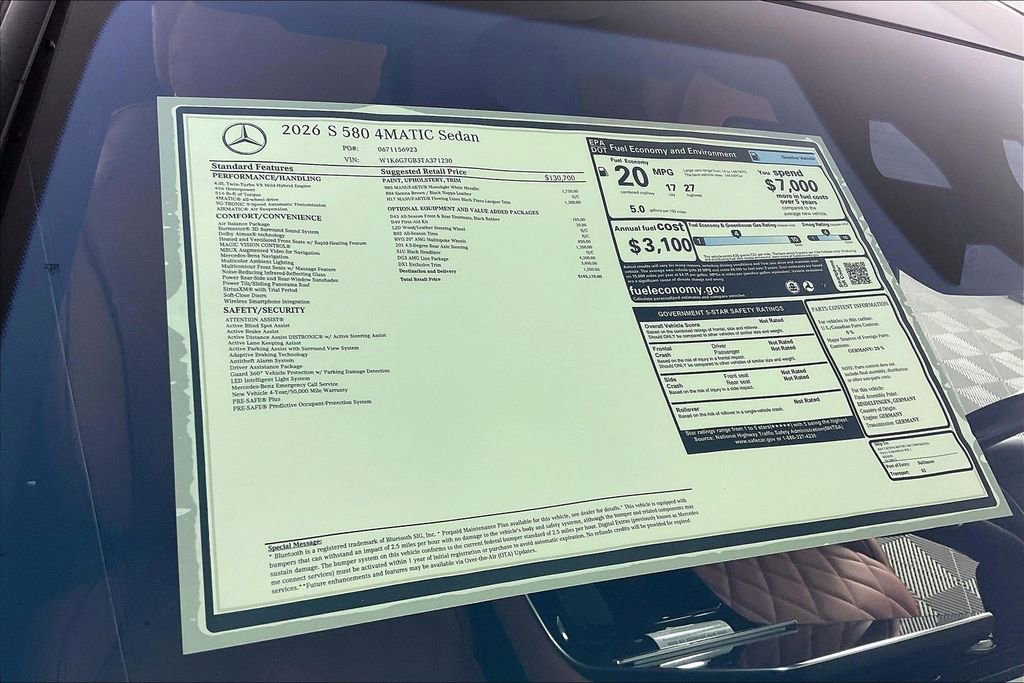 New 2026 Mercedes-Benz S 580 4MATIC Sedan image 13
