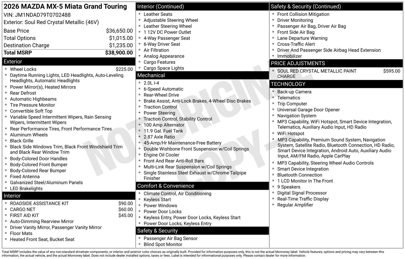 New 2026 MAZDA MX-5 Miata Grand Touring image 21