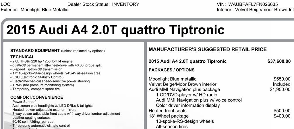 Used 2015 Audi A4 2.0T Premium w/ Audi MMI Navigation image 17