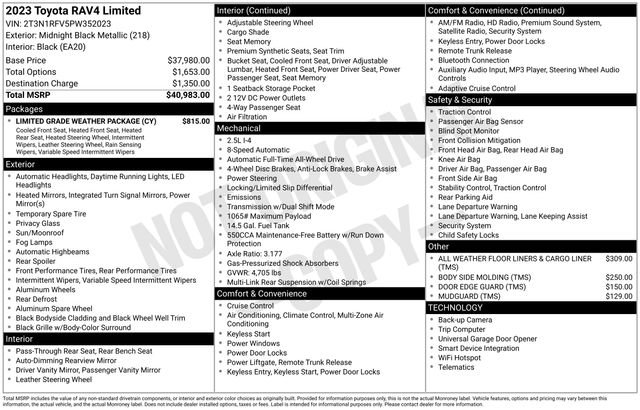 Used 2023 Toyota RAV4 Limited w/ Limited Grade Weather Package image 32