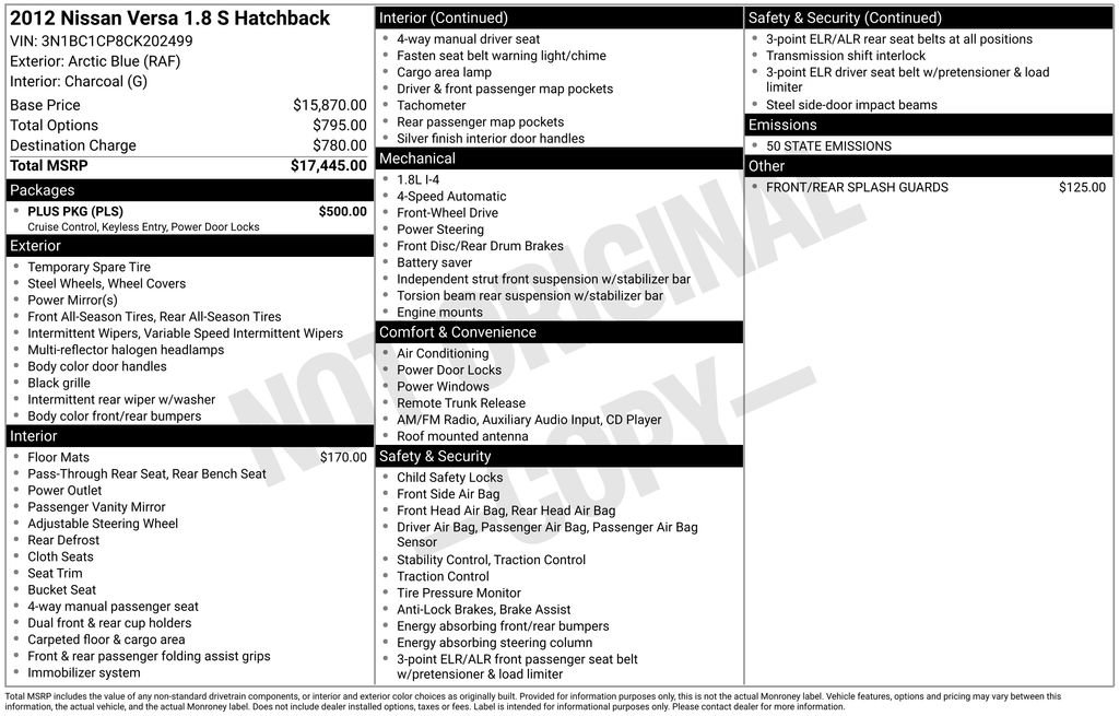 Used 2012 Nissan Versa 1.8 S w/ Plus Pkg image 14