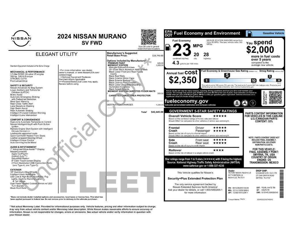 Used 2024 Nissan Murano SV w/ SV Midnight Edition Package FWD image 45