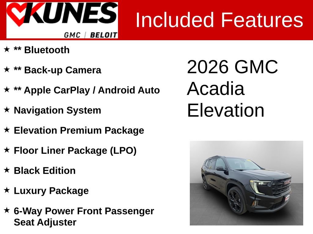 New 2026 GMC Acadia Elevation w/ Black Edition image 2