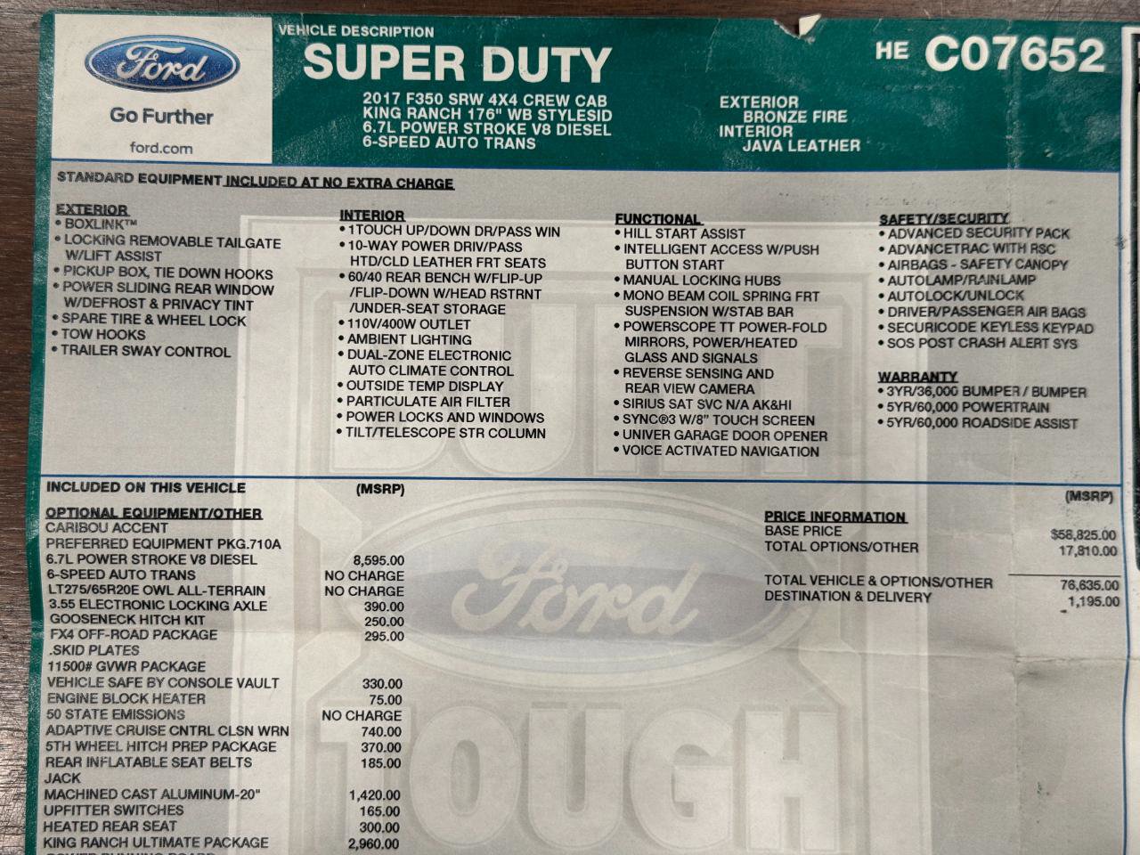 Used 2017 Ford F350 King Ranch w/ King Ranch Ultimate Package AWD/4WD image 84