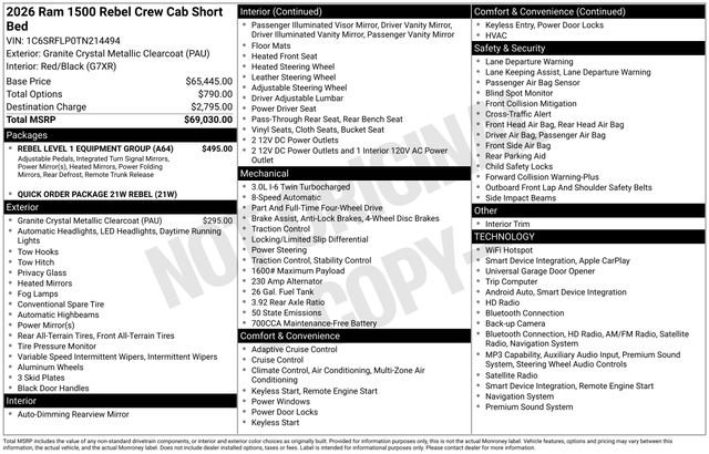 Used 2026 RAM 1500 Rebel w/ Rebel Level 1 Equipment Group AWD/4WD image 44