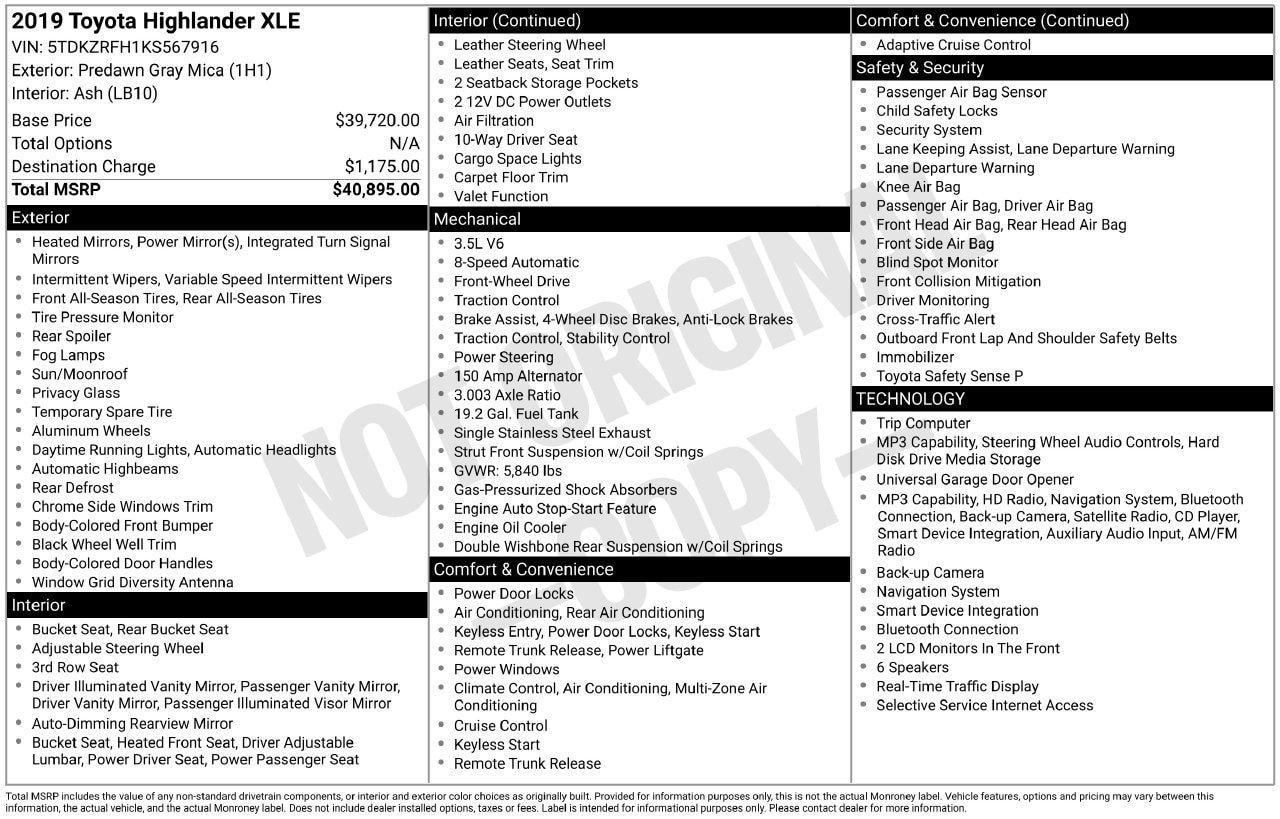 Used 2019 Toyota Highlander XLE FWD image 28