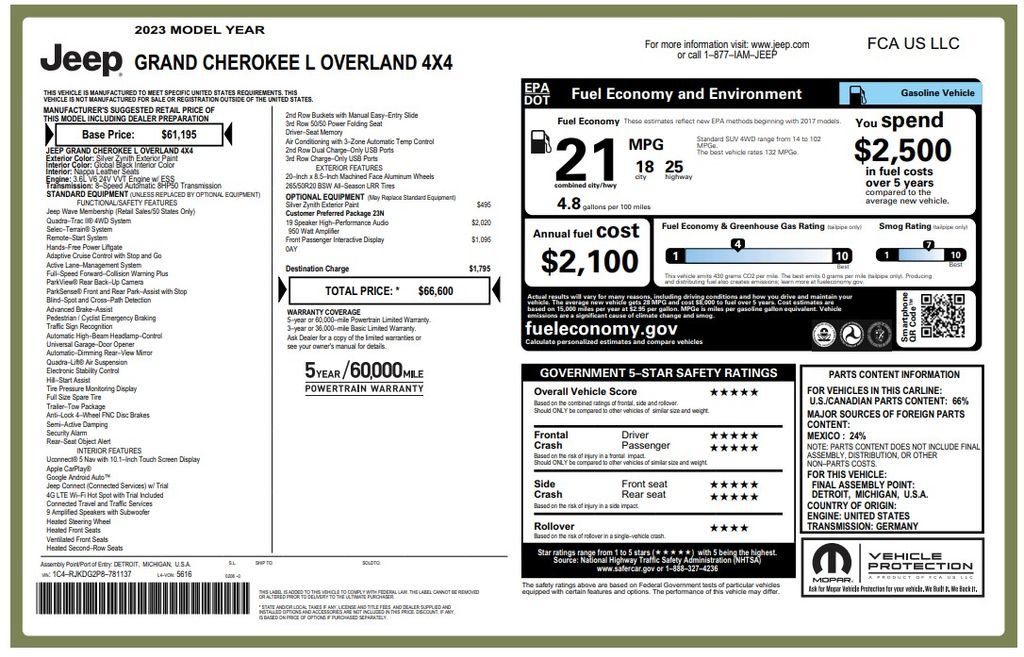 Used 2023 Jeep Grand Cherokee L Overland AWD/4WD image 3